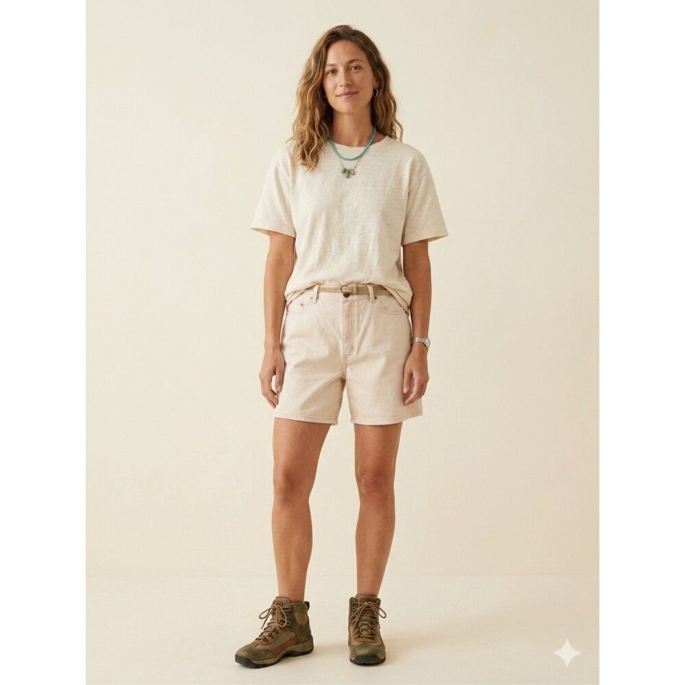 Vintage LL Bean Khaki Denim Shorts 18R High Waisted Cotton 90s Mom Jean Shorts